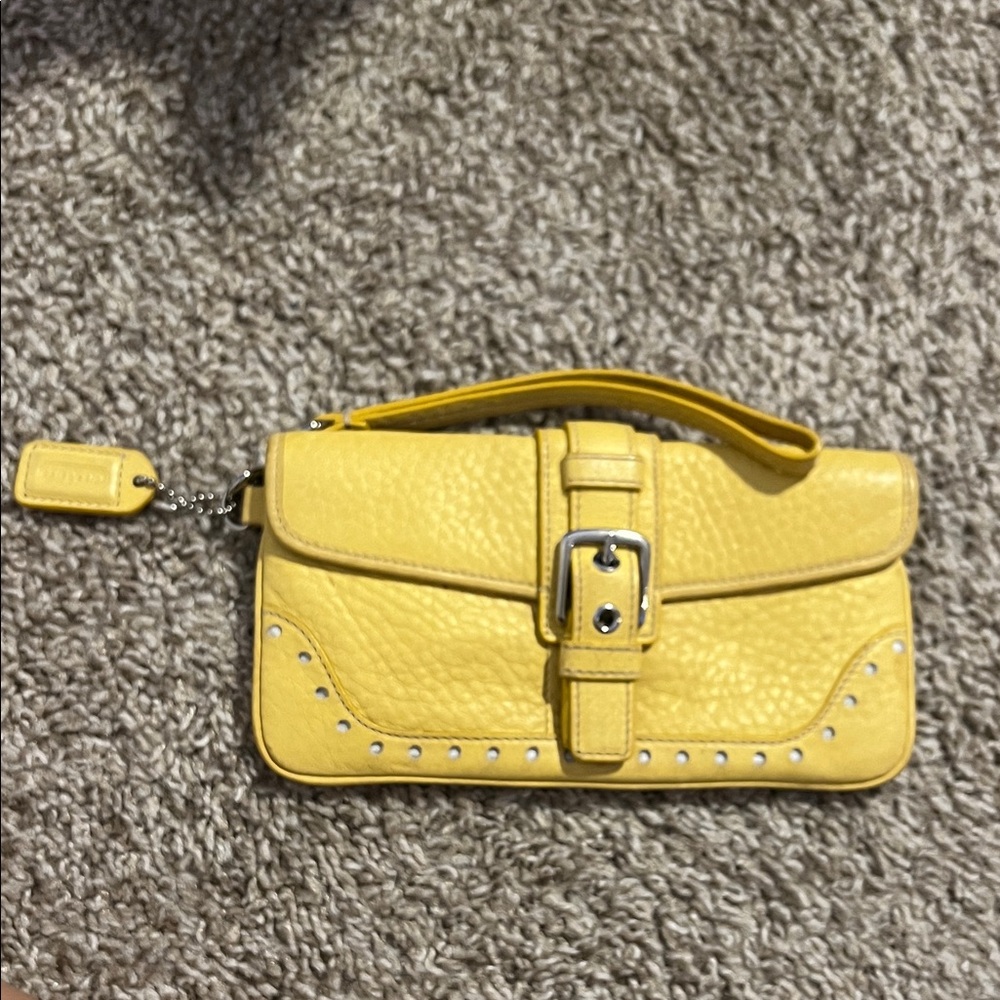 Yellow Coach Leather Women's wristlet